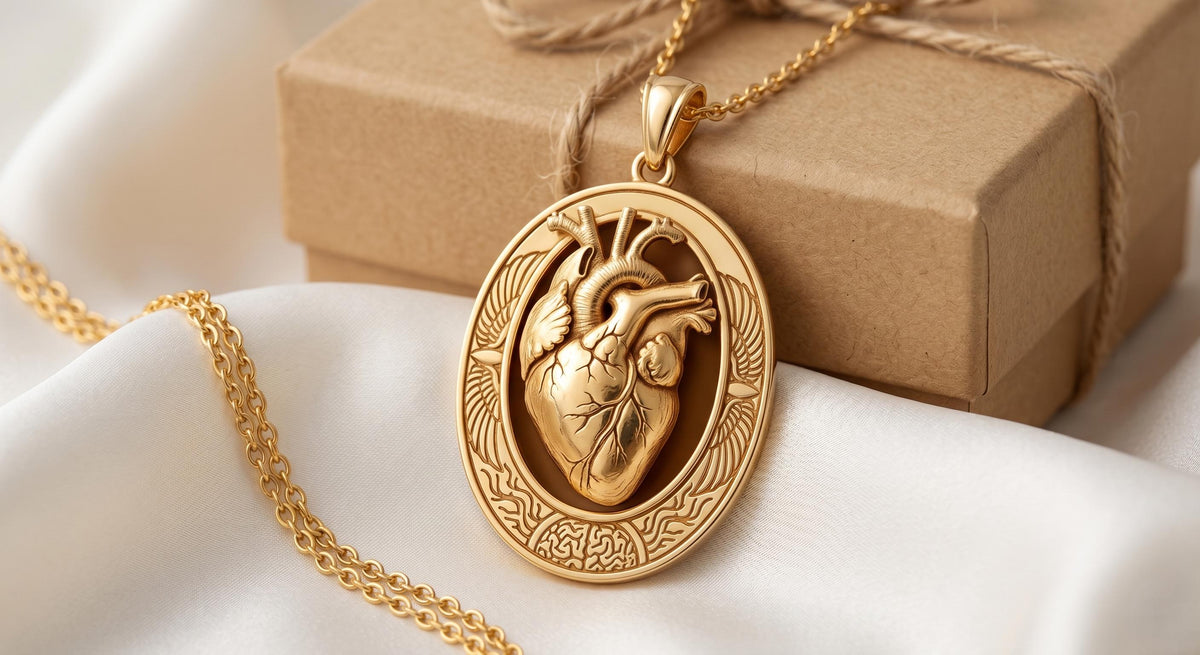 Realistic Heart Necklace, 925 Silver Anatomical Pendant, Macabre Gothic Jewelry, Steampunk Accessory Nurse Cardiologist Gift, Dark Aesthetic