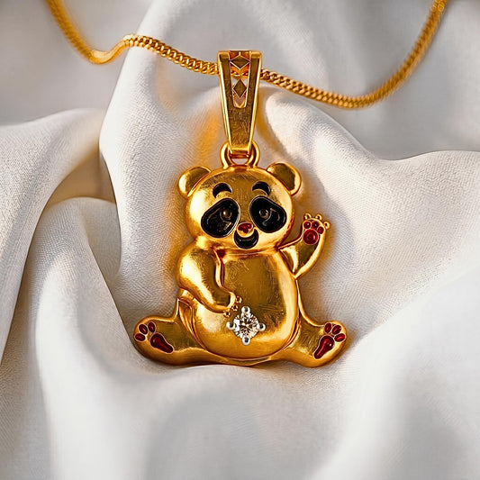 925 Sterling Silver Waving Panda Bear Pendant: Nature Animal Charm, Whimsical Children Jewelry