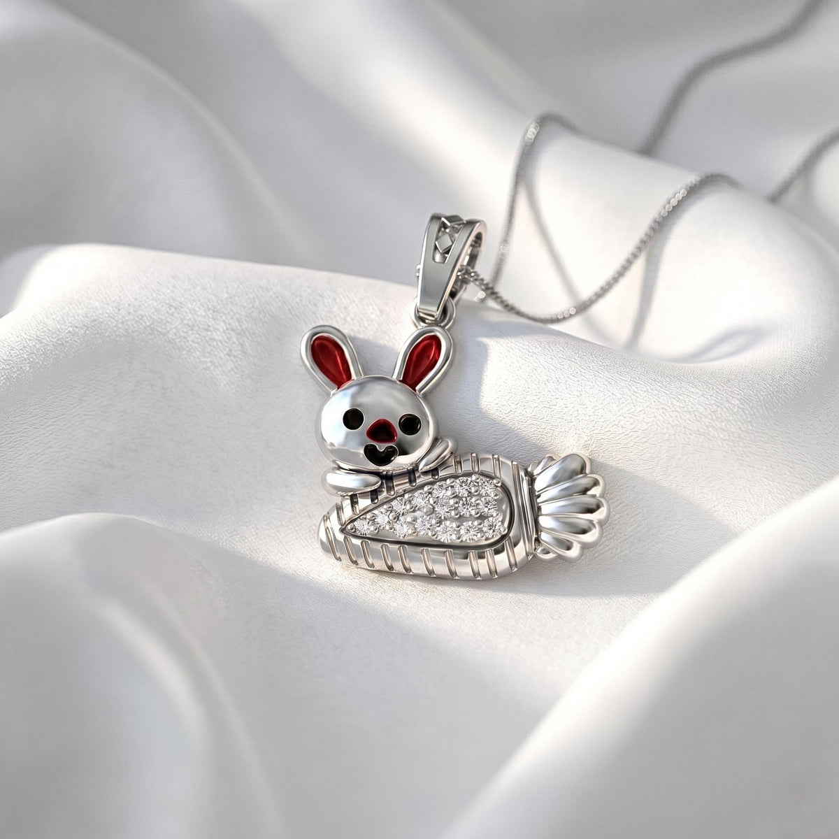 925 Sterling Silver Rabbit Charm | Nature Inspired Children's Jewelry | Cute Bunny & Carrot Pendant for Kids | Gift For kids/her.