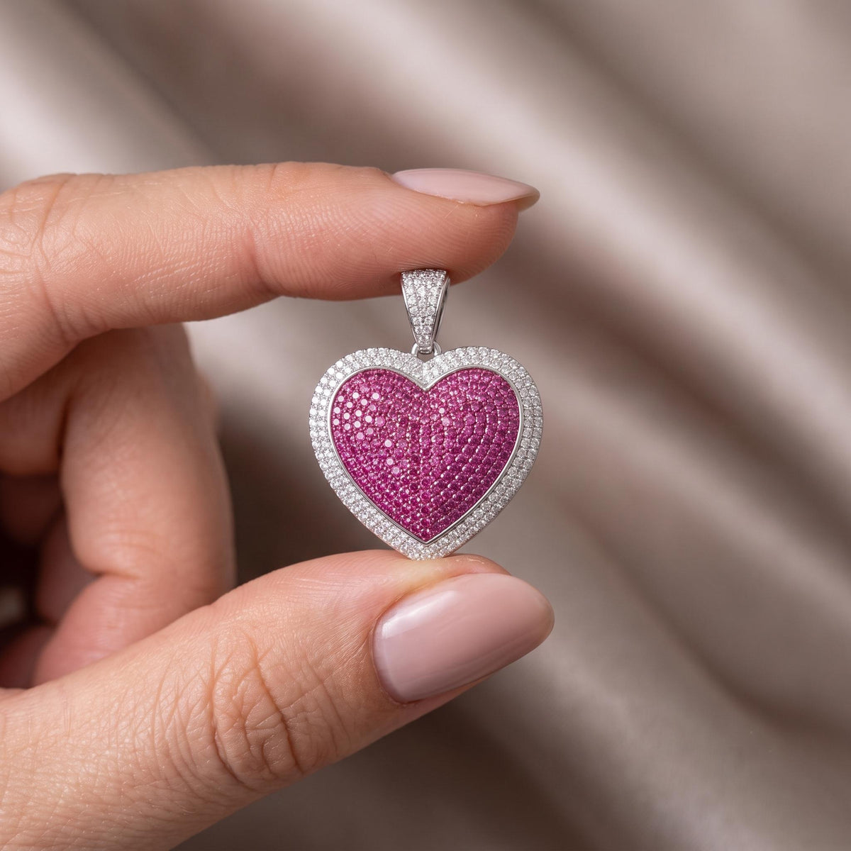 Rare Iced Out Heart Pendant | 925 Sterling Silver | Heart Necklace | Yellow & Rose Gold Plated | Hip Hop Bling Jewelry gift for her/him