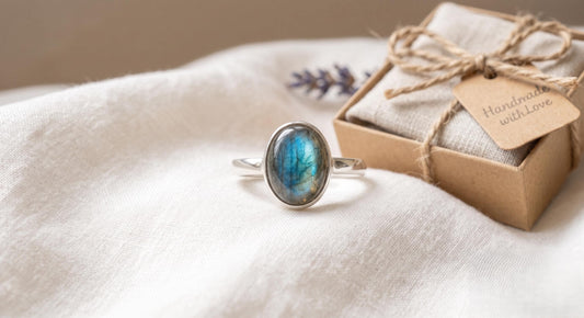 Natural Blue Labradorite Ring | 925 Sterling Silver Oval Bezel Ring | Nature Inspired Boho Jewelry | Statement Gemstone Ring | Gift for Her