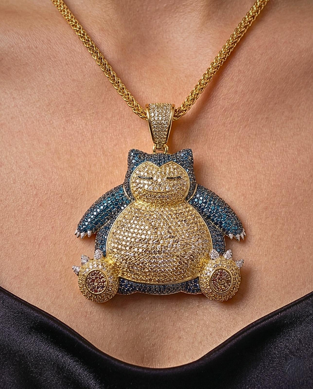 Rare Iced Out Snorlax Pokémon Pendant 925 Sterling Silver | Anime Necklace gamers gift for her/him
