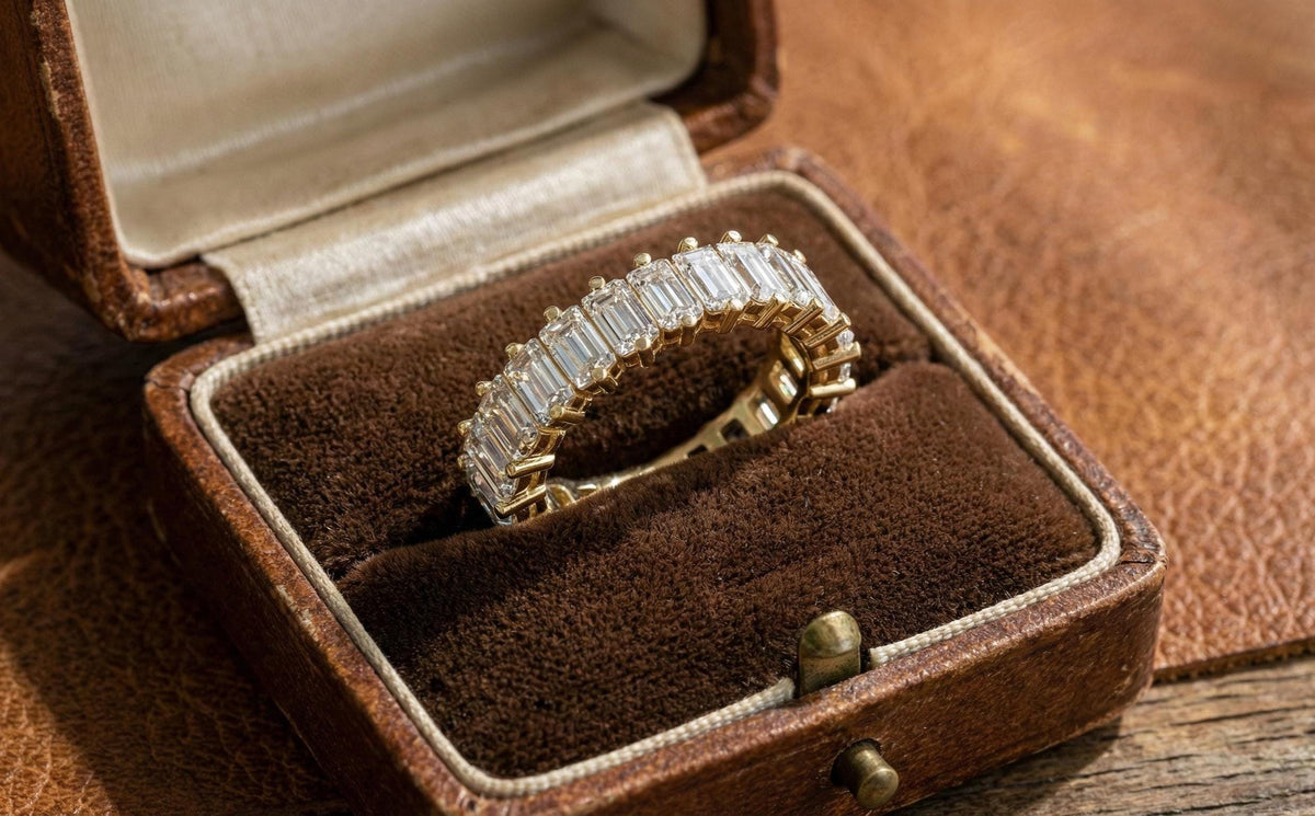 Baguette Cut 925 Sterling Silver Eternity Band Ring, Gold Vermeil Wedding Band, Full Baguette Stackable Ring, Minimalist Bridal Gift