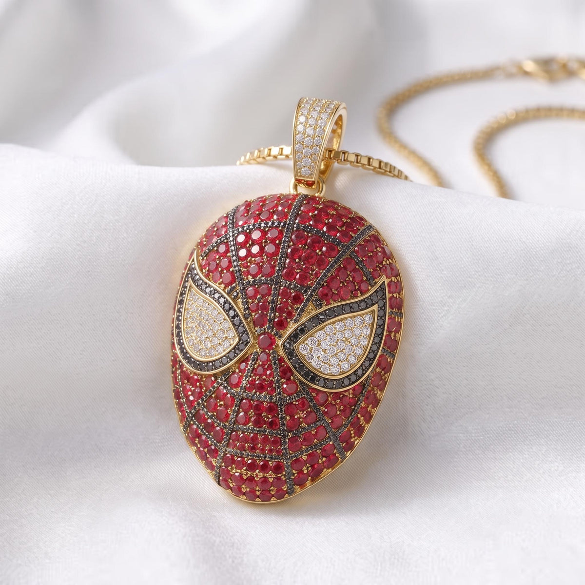 Rare Iced Out Spiderman Mask Pendant, 925 Sterling Silver Superhero Pendant,  Hip Hop Jewelry, Gold Plated Marvel Gift For her/him
