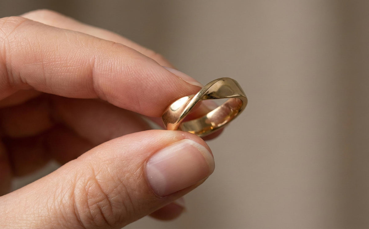 Gold Infinity Twist Ring | Wide Mobius Wedding Band | Chunky Crossover Statement Ring | Modern Minimalist Eternity Ring | Thick Gold Band