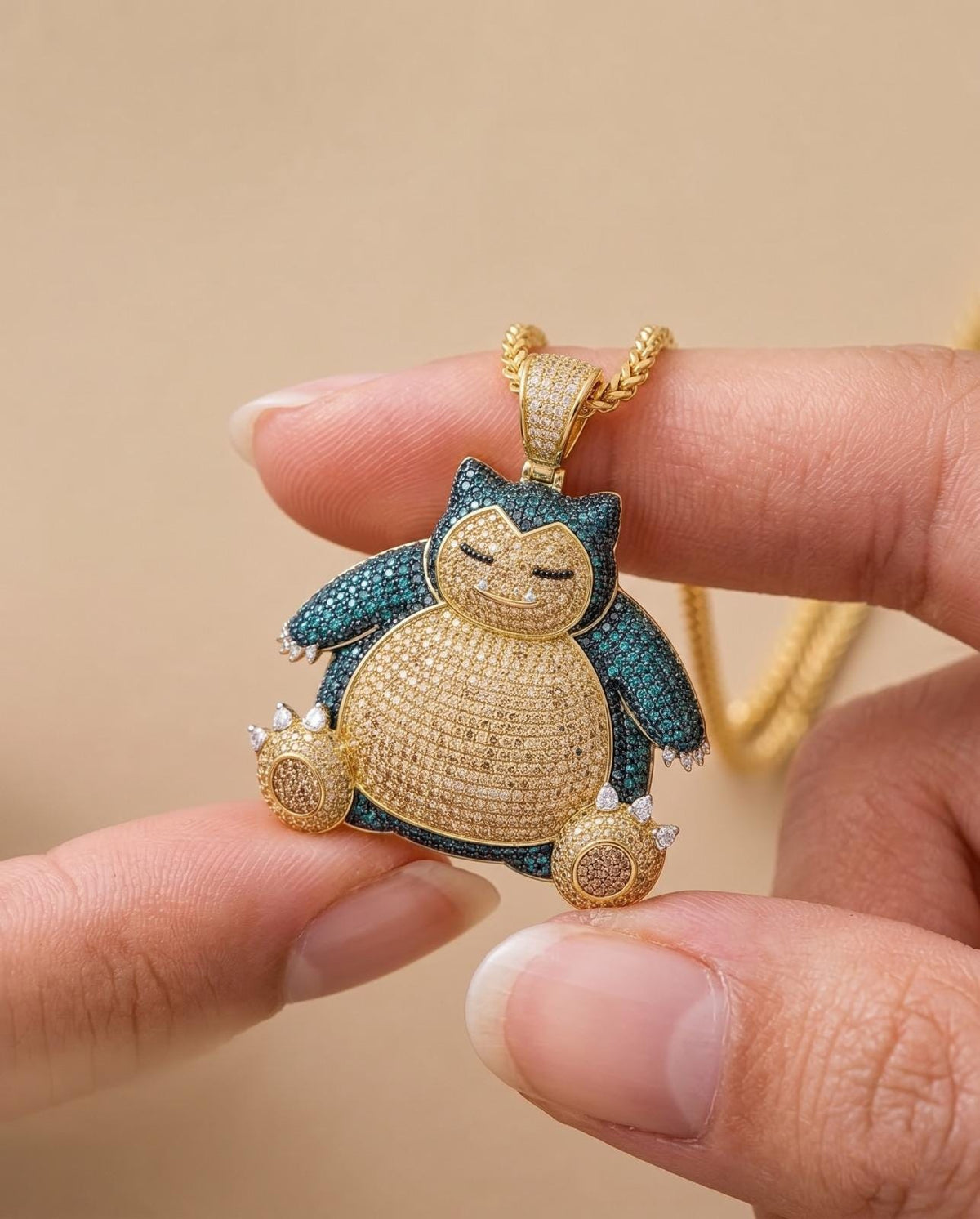 Rare Iced Out Snorlax Pokémon Pendant 925 Sterling Silver | Anime Necklace gamers gift for her/him