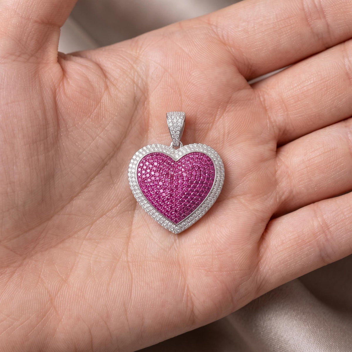 Rare Iced Out Heart Pendant | 925 Sterling Silver | Heart Necklace | Yellow & Rose Gold Plated | Hip Hop Bling Jewelry gift for her/him
