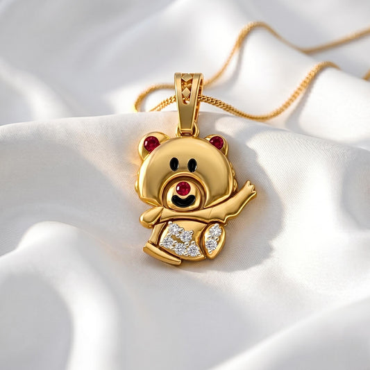 925 Sterling Silver Bear Charm | Nature Inspired Children's Jewelry Cute Waving Teddy Bear Pendant for Kids | Gift For Her/Kids.