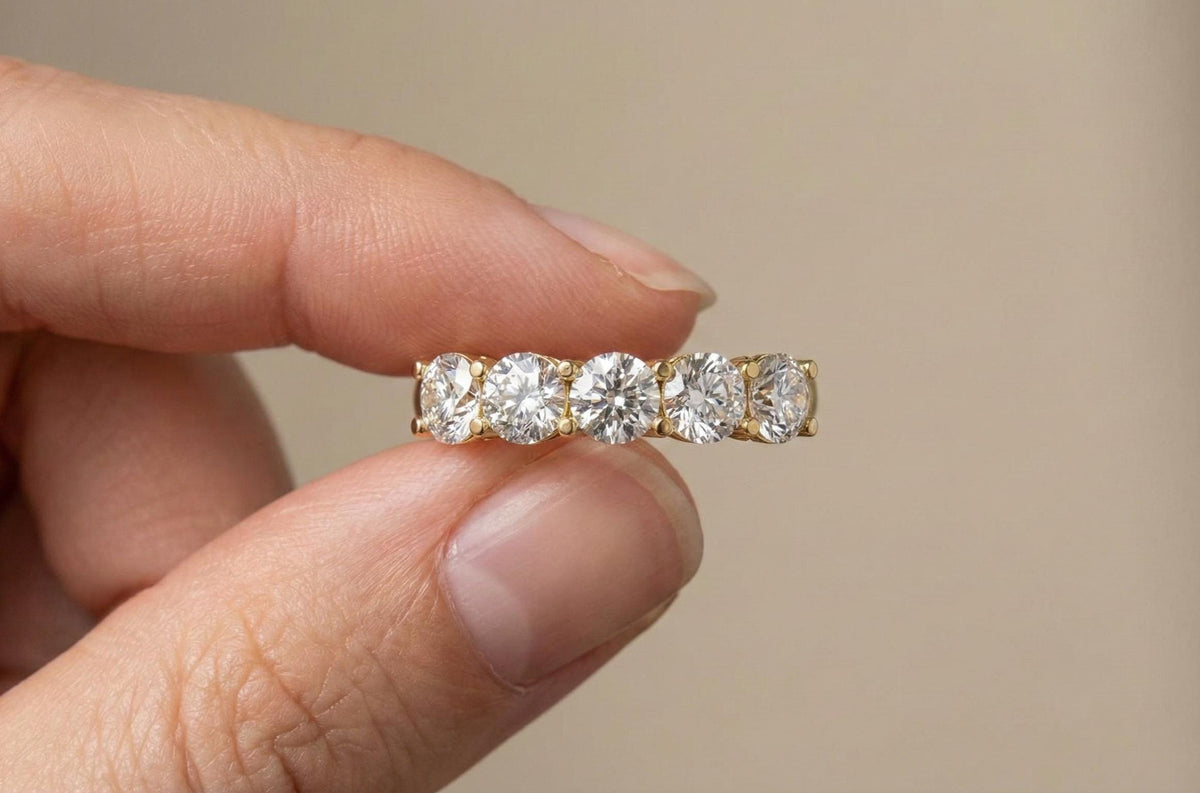 Gold Plated Sterling Silver Five Stone Ring, Anniversary Gift