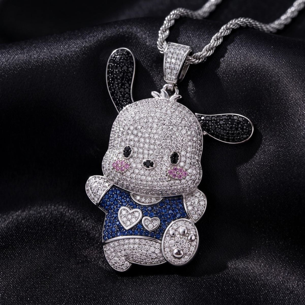Rare Pochacco Pendant Necklace | 925 Sterling Silver Micro-Pave Character Jewelry | Cute Cartoon Dog Charm | Kawaii Anime Gift for her/him.