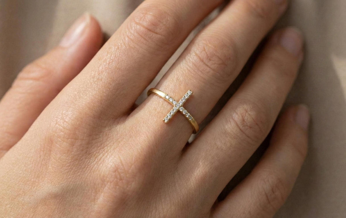 925 Sterling Silver Cross Ring, Diamond Cross Ring, Minimalist Christian Ring, Dainty Faith Jewelry, Gold Vermeil Cross Ring, Gift For Her