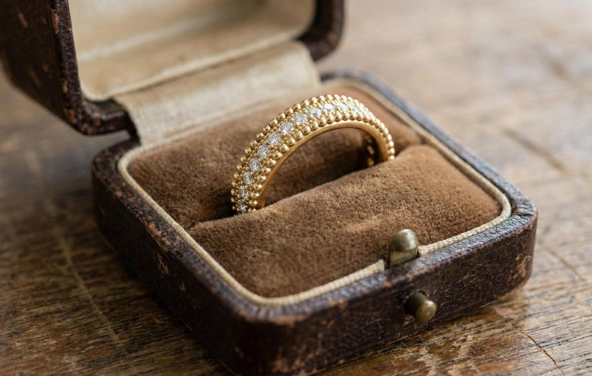 925 Sterling Silver Beaded Eternity Band Ring, Gold Plated Diamond CZ Stackable Ring, Milgrain Wedding Band, Minimalist Promise Ring