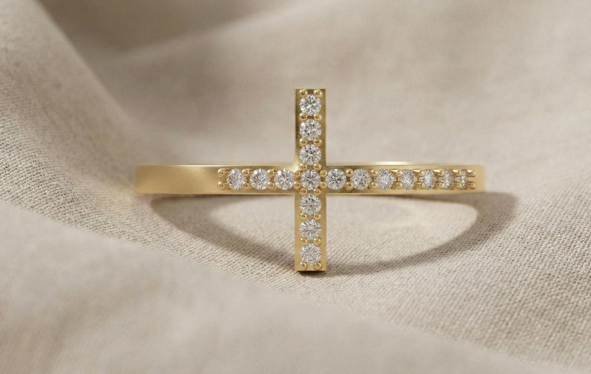 925 Sterling Silver Cross Ring, Diamond Cross Ring, Minimalist Christian Ring, Dainty Faith Jewelry, Gold Vermeil Cross Ring, Gift For Her