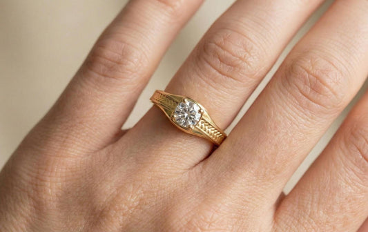 925 Sterling Silver Solitaire Engagement Ring, Round Cut Diamond Ring, Vintage Inspired Promise Ring, Minimalist Handmade Ring, Gift for Her