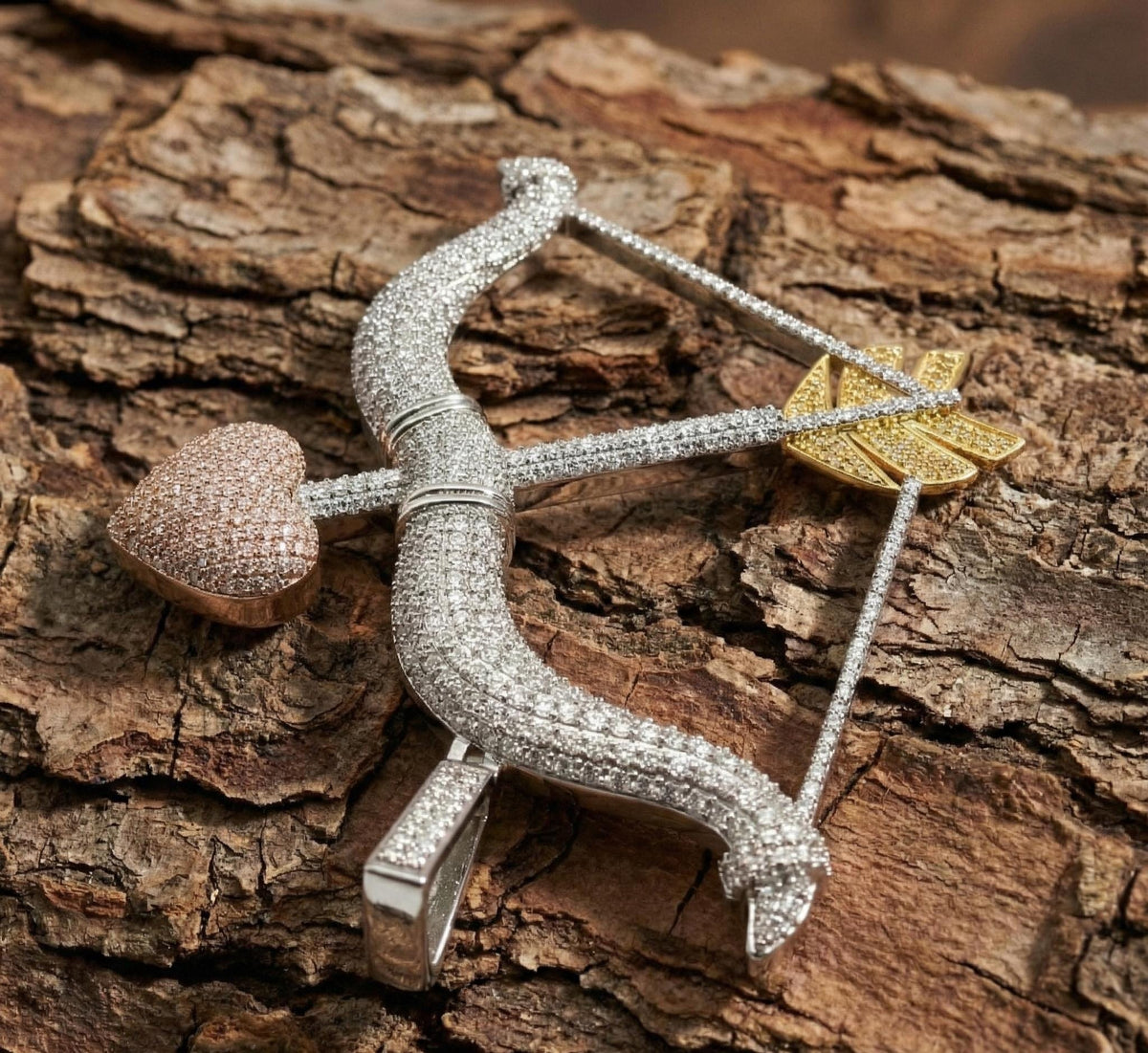 Diamond Bow and Arrow Pendant | Sterling Silver Sagittarius Necklace | Cupid Love Charm | Pave Archery Jewelry | Valentine's Gift for Her