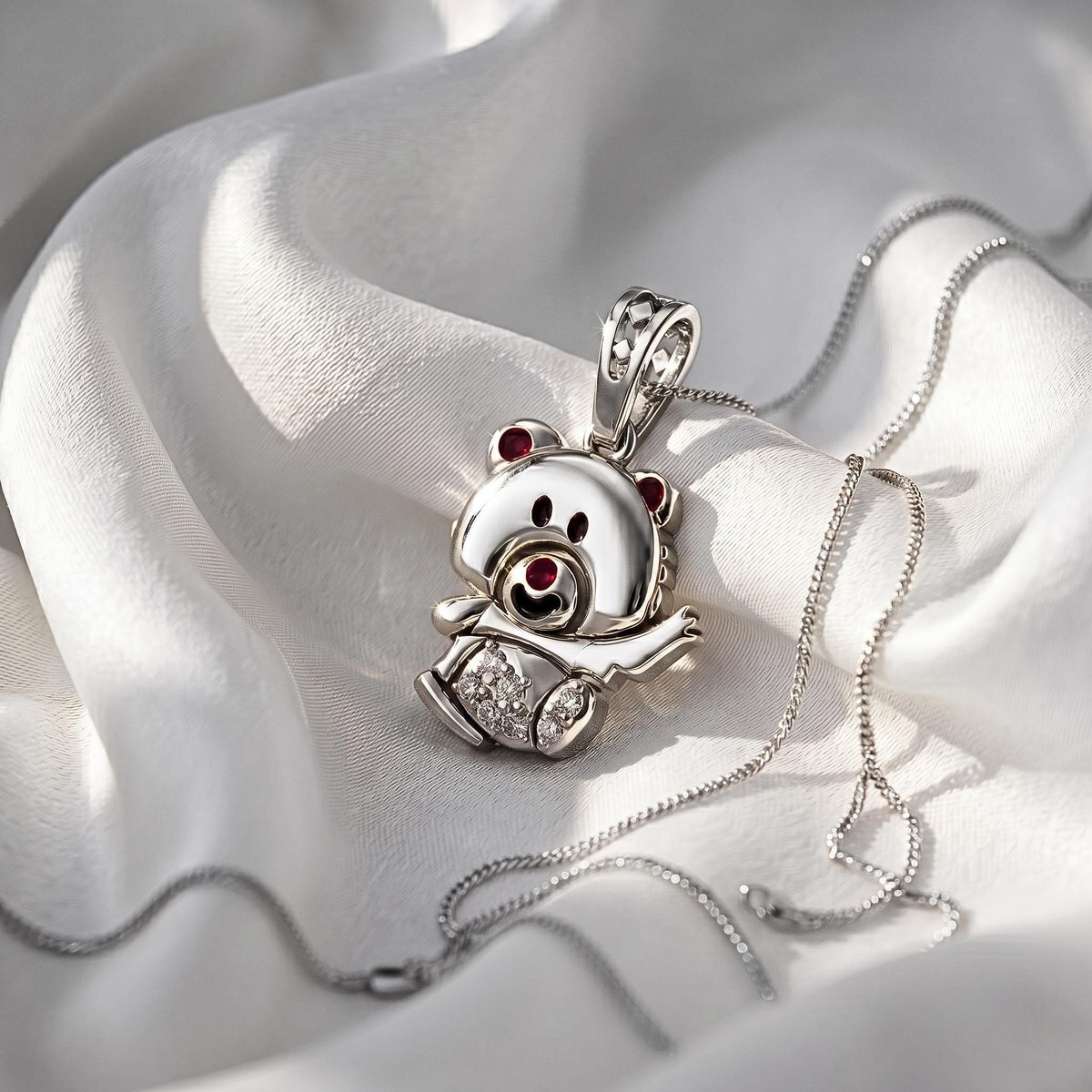 925 Sterling Silver Bear Charm | Nature Inspired Children's Jewelry Cute Waving Teddy Bear Pendant for Kids | Gift For Her/Kids.