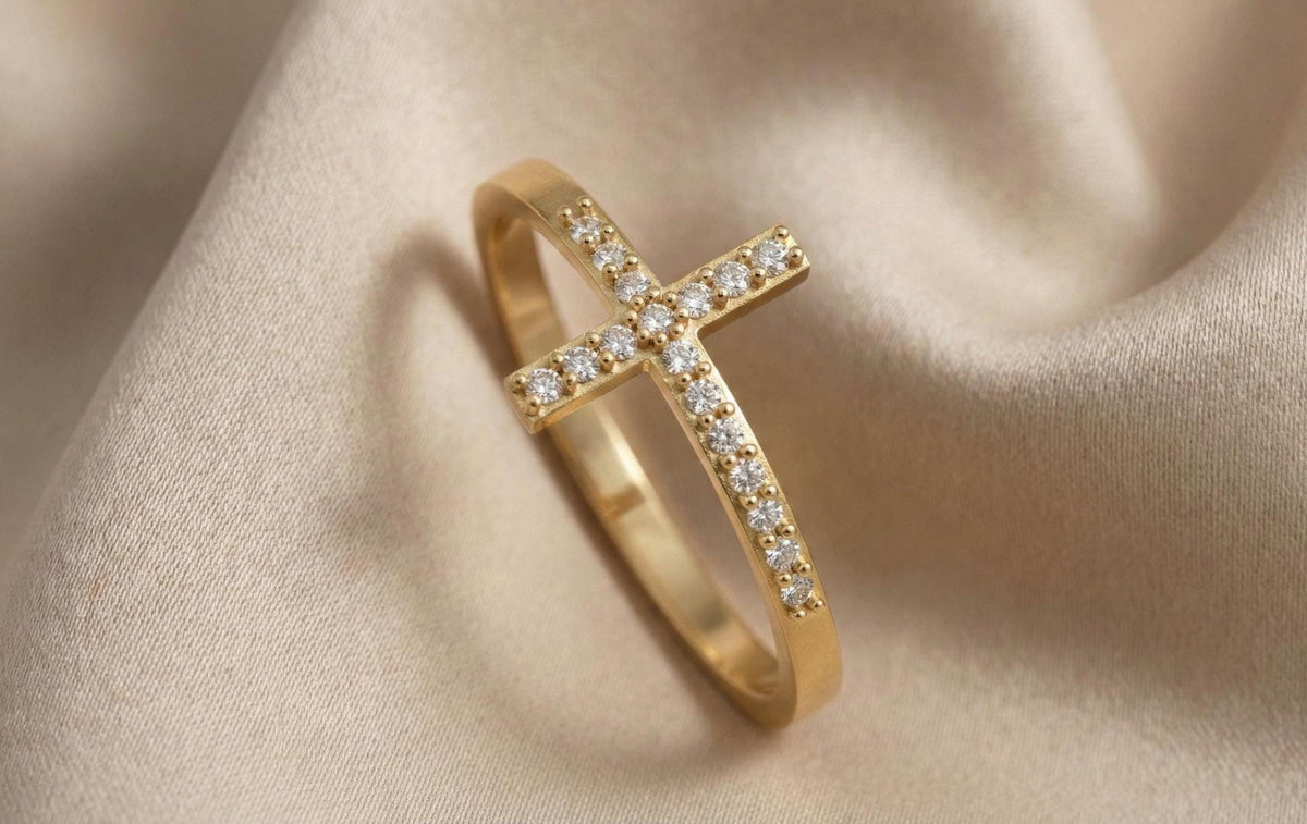 925 Sterling Silver Cross Ring, Diamond Cross Ring, Minimalist Christian Ring, Dainty Faith Jewelry, Gold Vermeil Cross Ring, Gift For Her