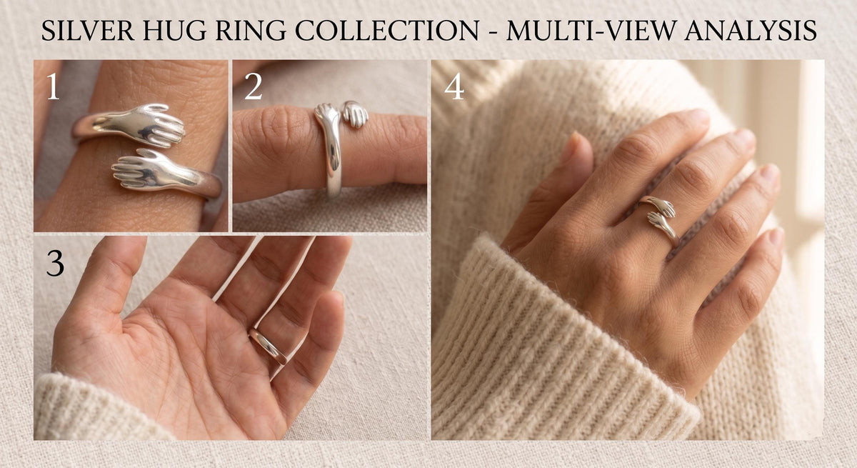 Adjustable Hug Ring, 925 Sterling Silver Embrace Ring, Long Distance Relationship Gift, Best Friend Gift, Rose Gold or Yellow Gold Plated