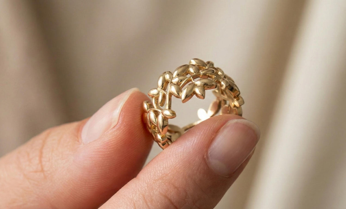 925Sterling Silver Olive Leaf Ring, Wide Botanical Wedding Band, Nature Inspired Vine Ring, Floral Statement Jewelry, Boho Leaf Gift for Her