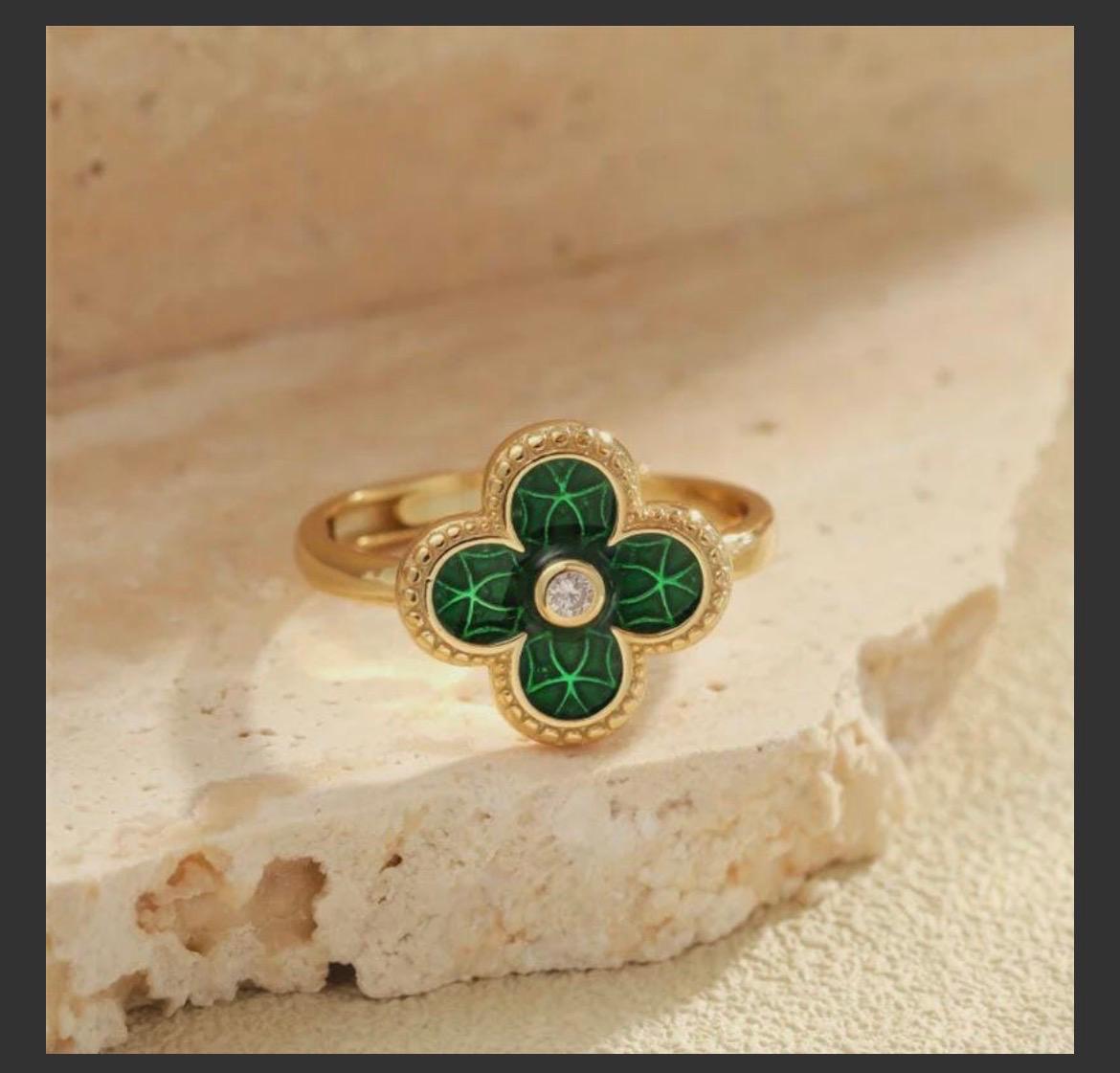 Gold Plated Sterling Silver Shamrock Ring | St Patrick's Day Jewelry