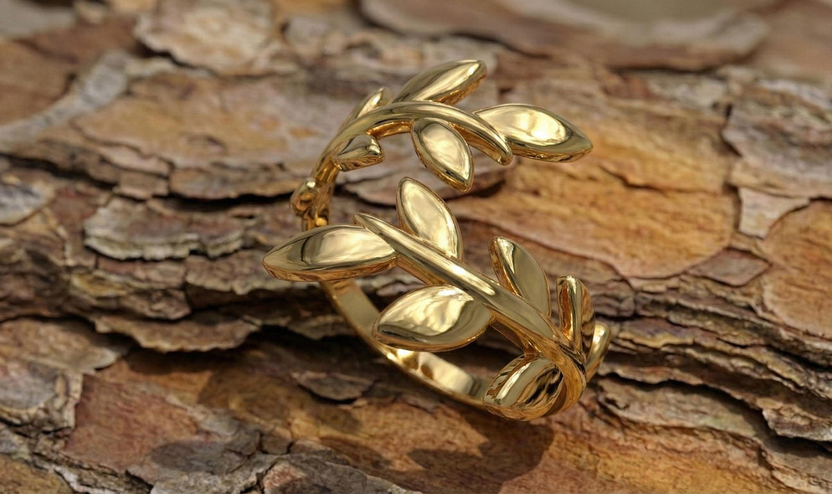 Dainty Silver Olive Leaf Ring, Adjustable Open Band