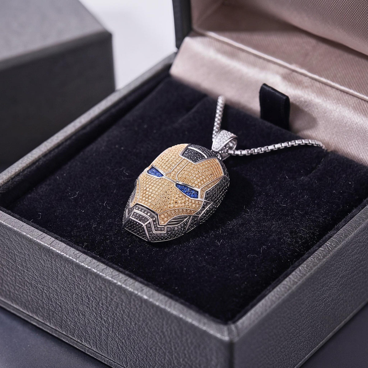 Rare Iced Out Iron Man Mask Pendant | 925 Sterling Silver Avengers Jewelry | Superhero Necklace | Comic Fan Gift for Him/her