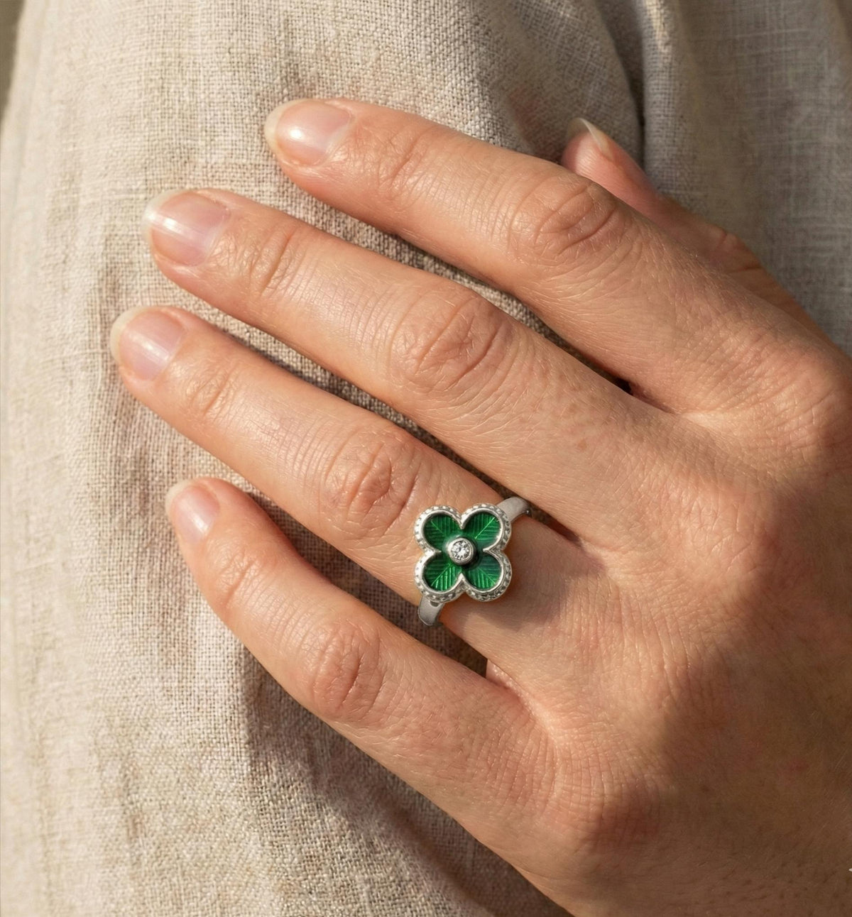Gold Plated Sterling Silver Shamrock Ring | St Patrick's Day Jewelry