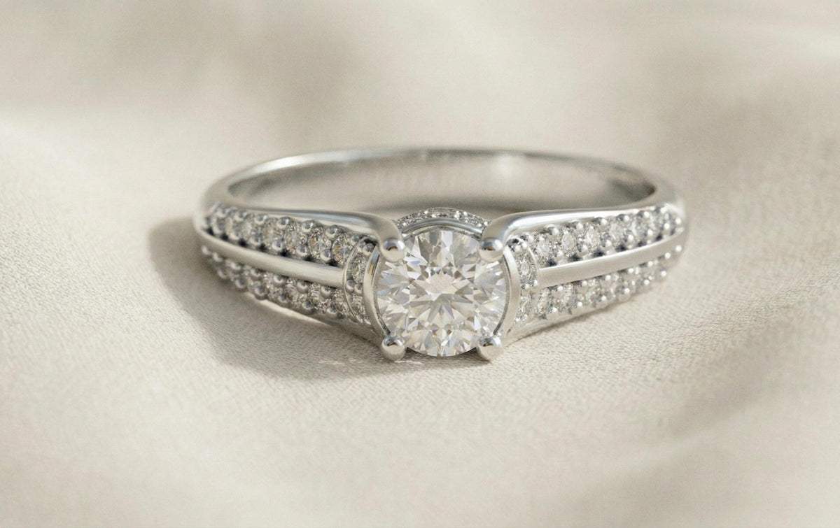 925 Sterling Silver Round Cut Diamond Engagement Ring for Women | Dainty Pave Band Promise Ring | Bridal Wedding Jewelry Gift For Her