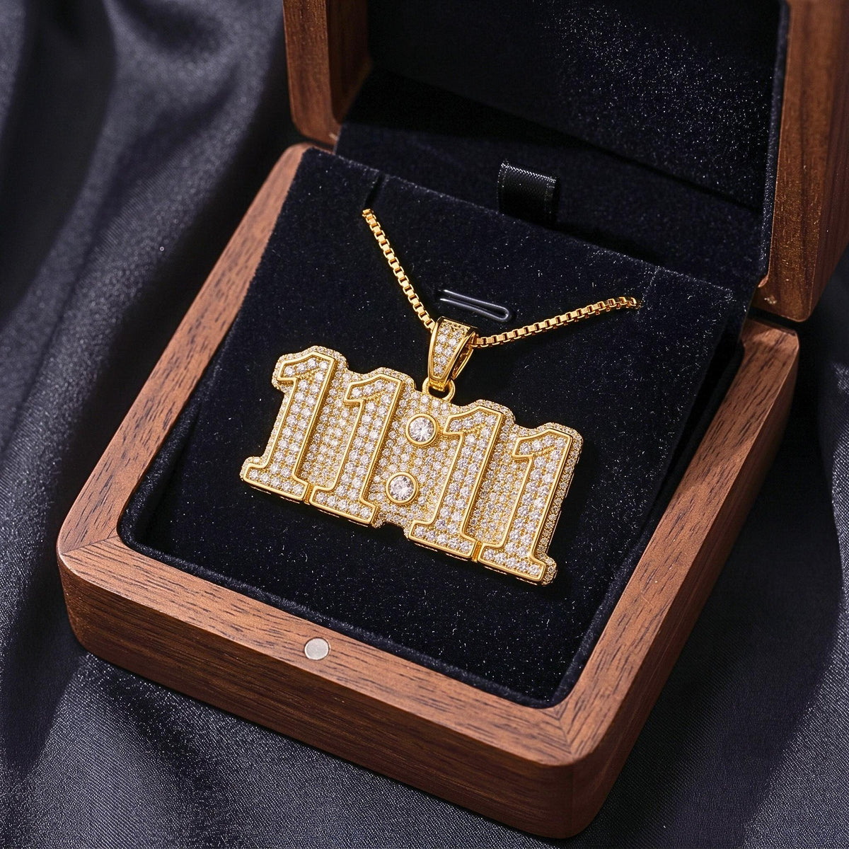 Rare Iced Out 11:11 Angel Number Pendant | 925 Sterling Silver Manifestation | Gold Plated Spiritual Numerology Jewelry Gift for her/him
