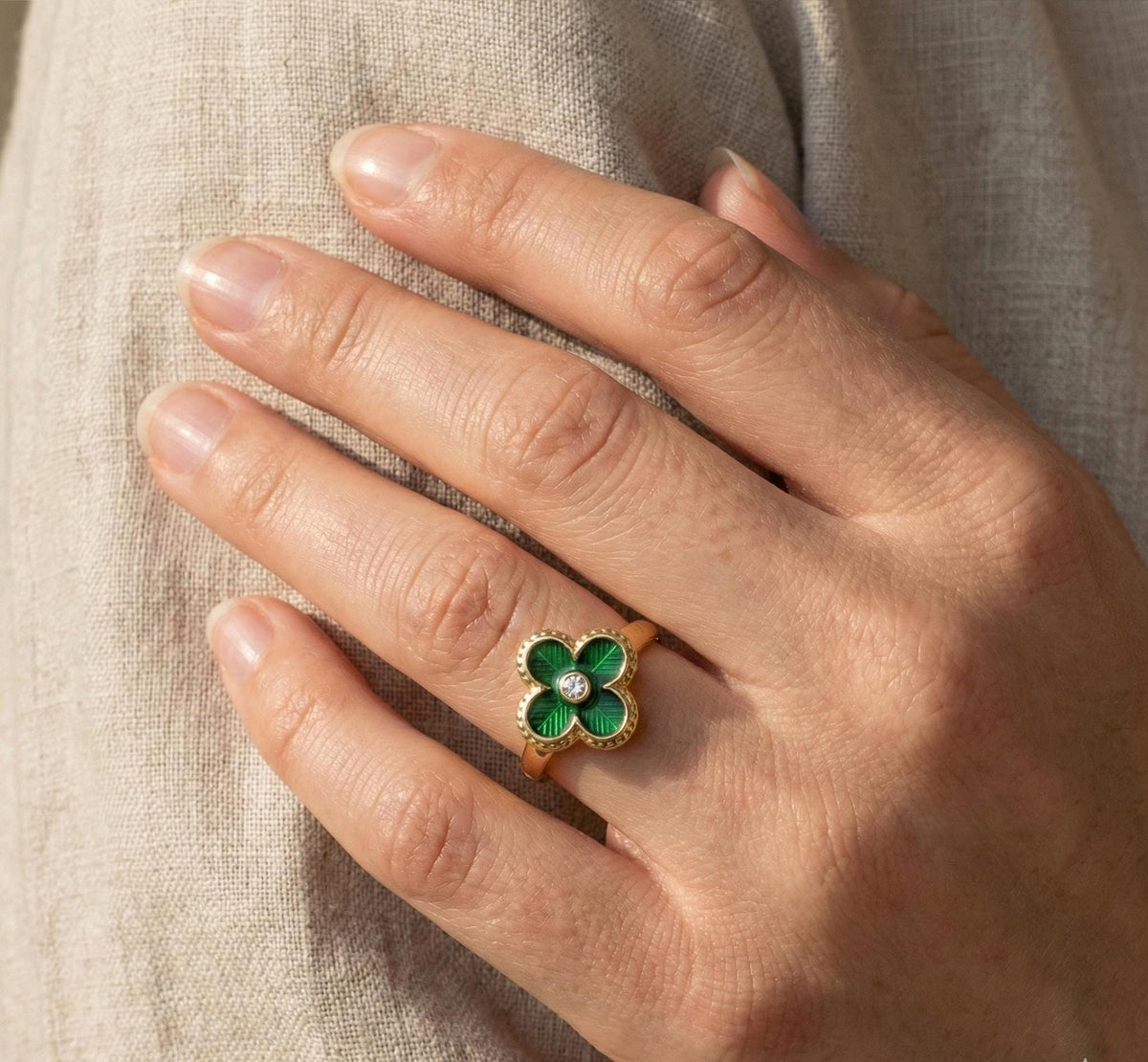 Gold Plated Sterling Silver Shamrock Ring | St Patrick's Day Jewelry