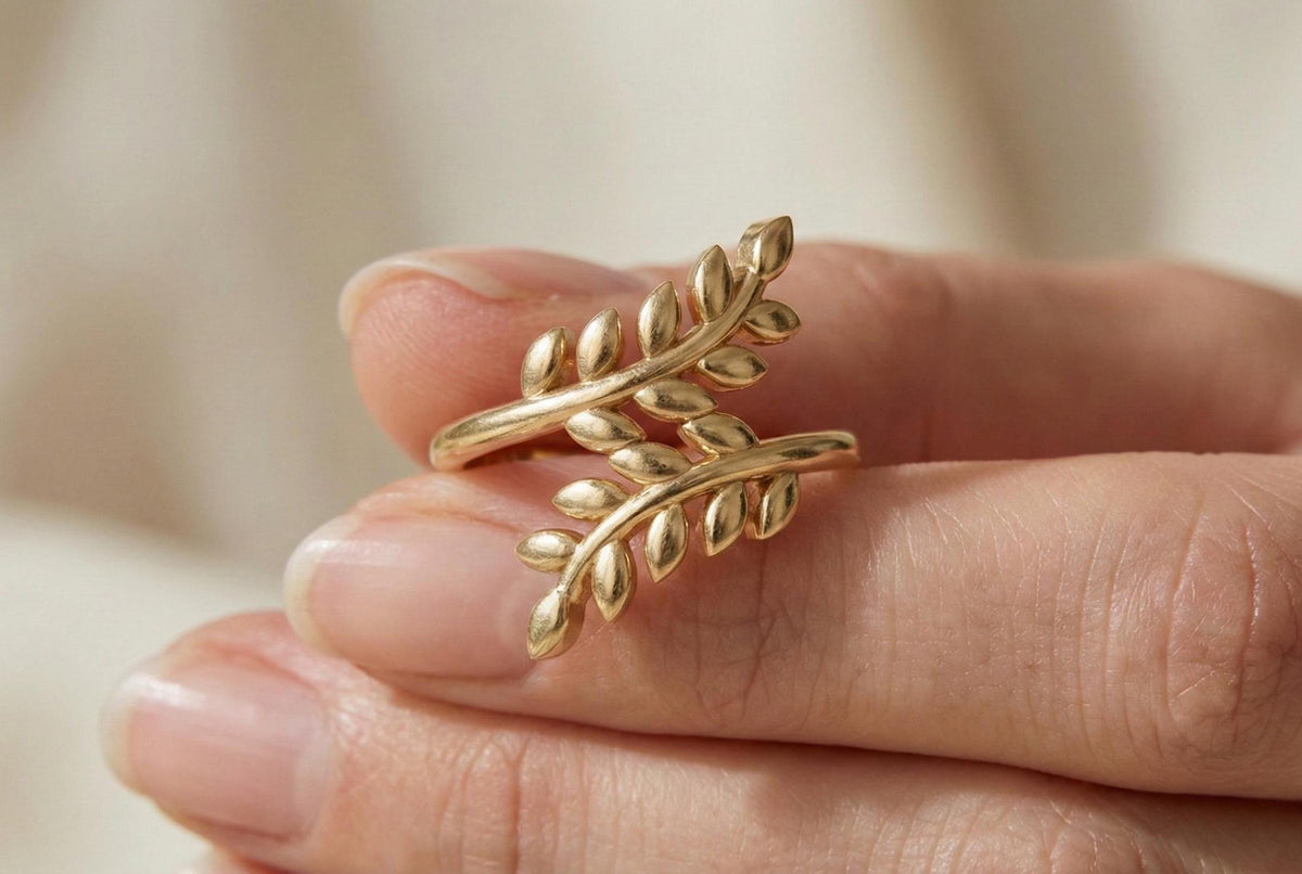 Sterling Silver Leaf Wrap Ring, Adjustable Boho Branch Jewelry
