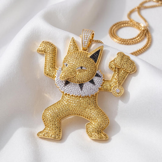 Rare Iced Out Hypno Pokémon Pendant 925 Sterling Silver • Custom Anime Psychic Jewelry • Halloween Hip Hop Charm • Gamer Gift for him/her