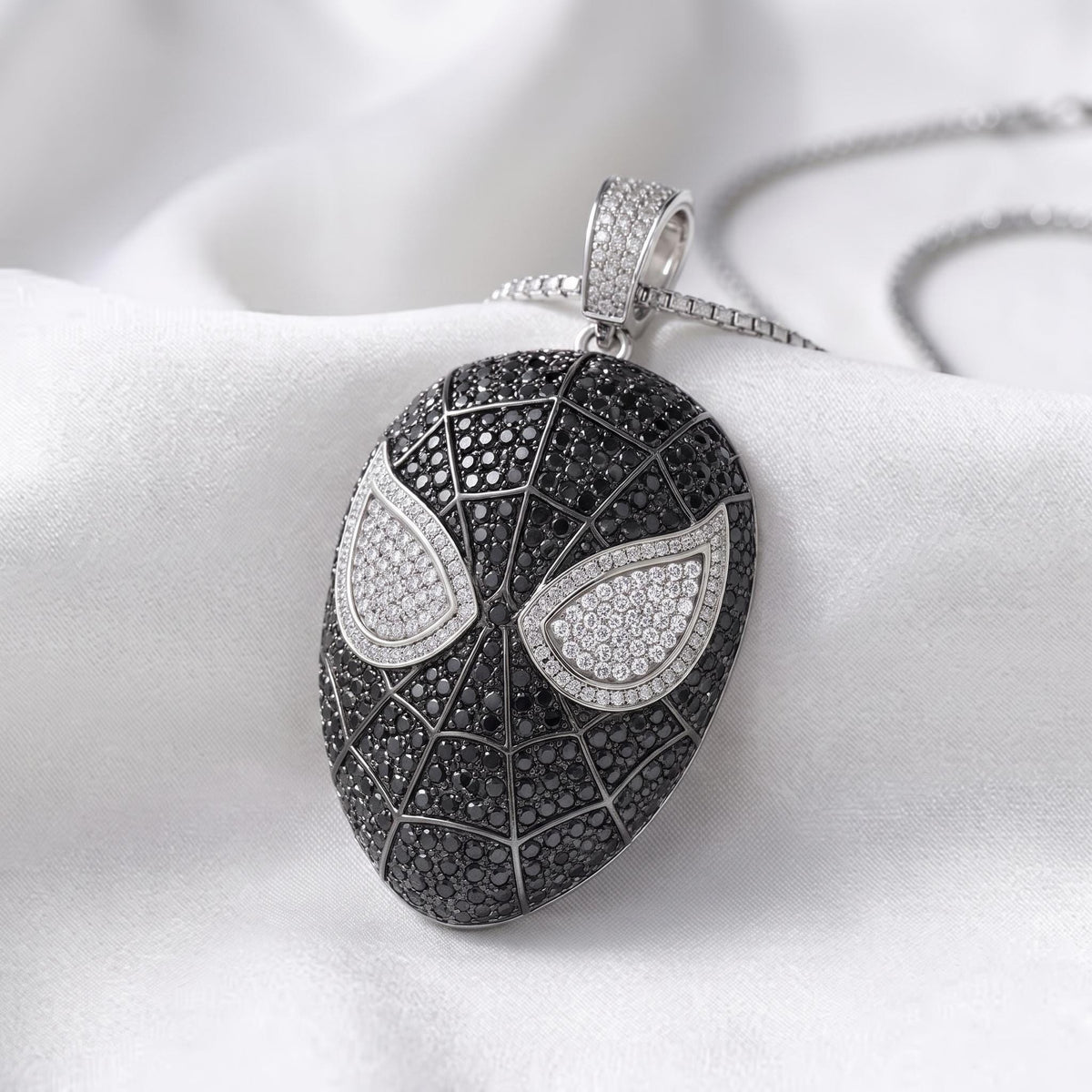 Rare Iced Out Spiderman Mask Pendant | 925 Sterling Silver Avengers Jewelry | Hip Hop Superhero Charm | Rare Comic Necklace Gift for her/him