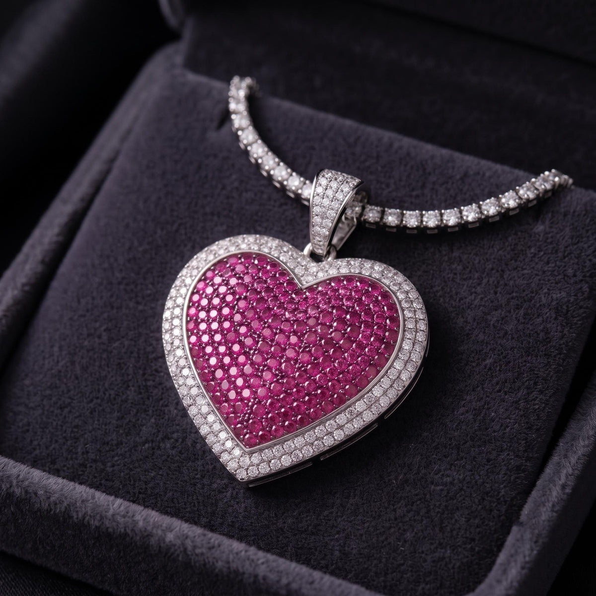 Rare Iced Out Heart Pendant | 925 Sterling Silver | Heart Necklace | Yellow & Rose Gold Plated | Hip Hop Bling Jewelry gift for her/him