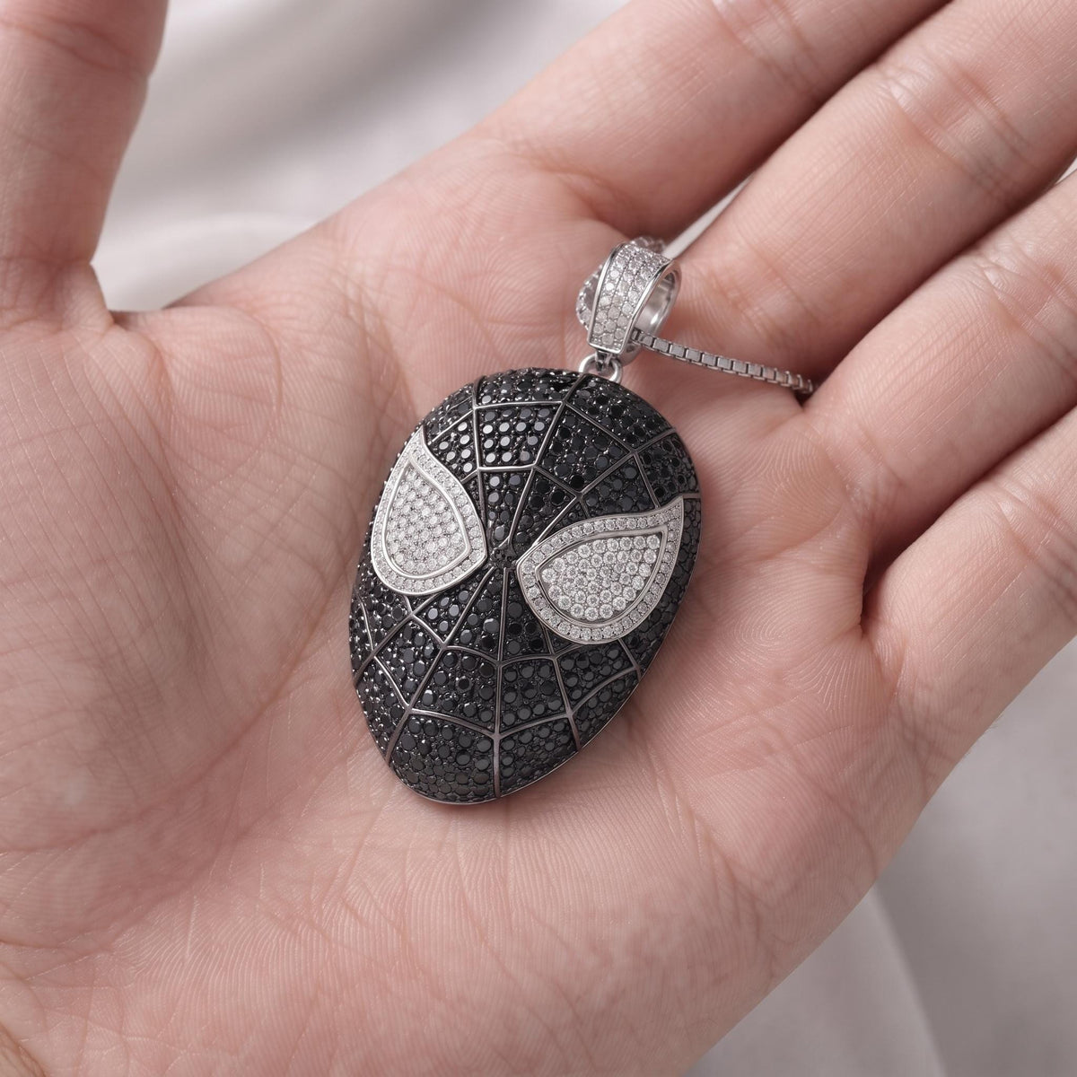 Rare Iced Out Spiderman Mask Pendant | 925 Sterling Silver Avengers Jewelry | Hip Hop Superhero Charm | Rare Comic Necklace Gift for her/him