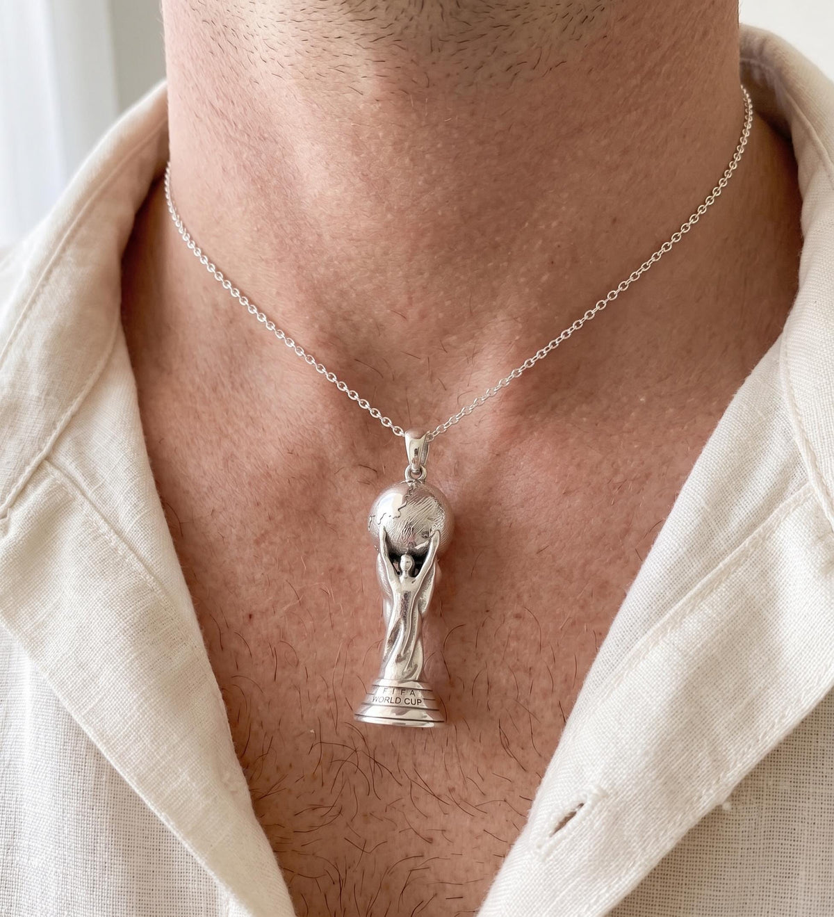 925 Sterling Silver Football Trophy Pendant | Soccer Champion Necklace | Sports Fan Jewelry | Yellow & Rose Gold Plated Gift for her/him