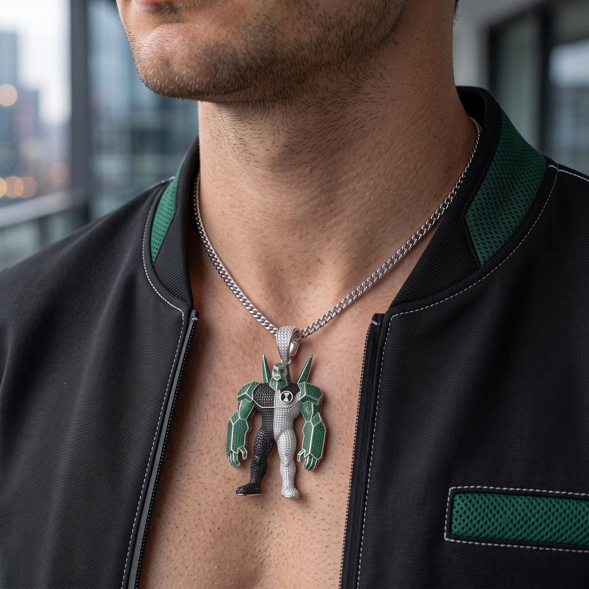 Rare Iced Out Ben 10 Diamond head Pendant | Custom 925 Sterling Silver Cartoon Jewelry | Hip Hop Character | Gold Plated Gift for him/her