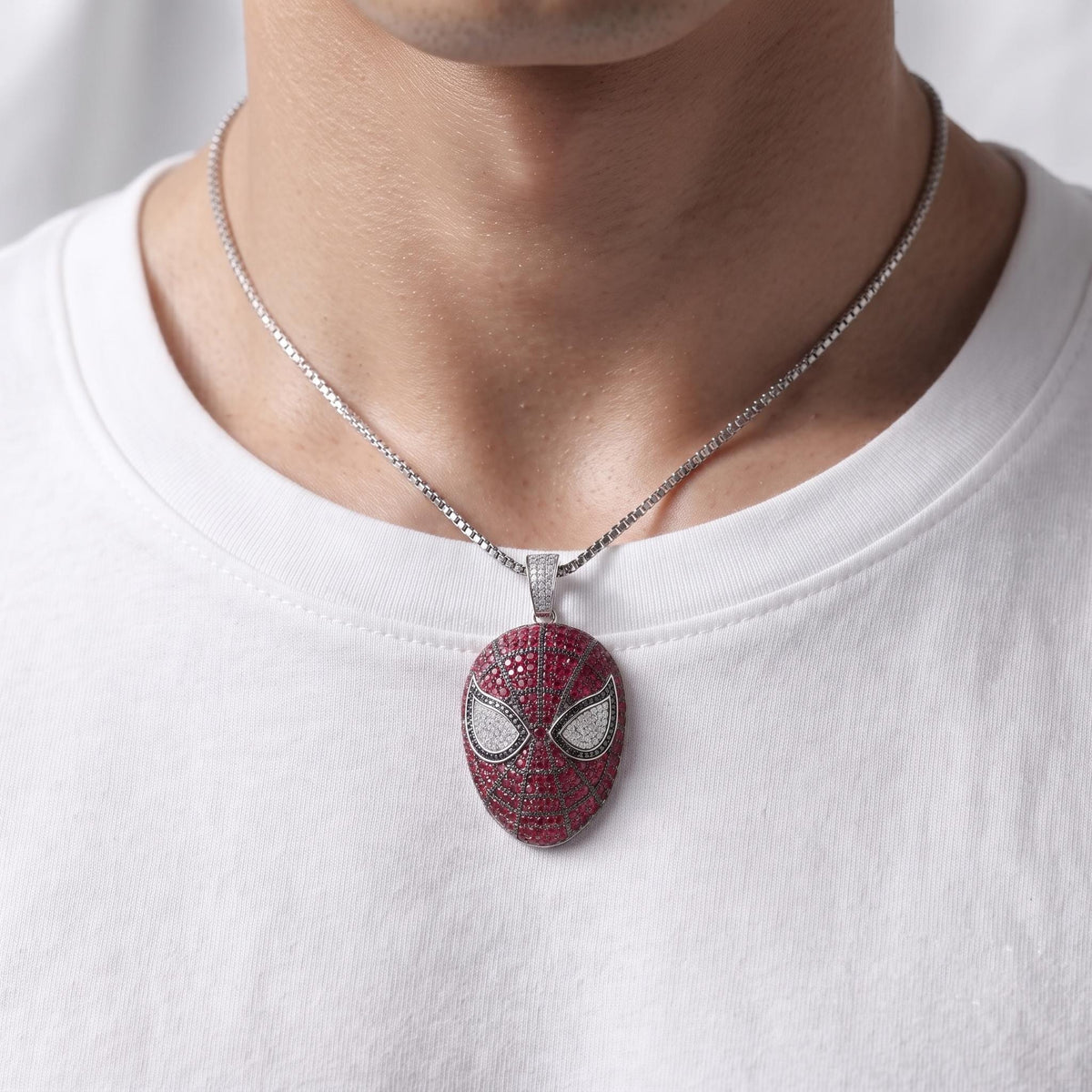 Rare Iced Out Spiderman Mask Pendant, 925 Sterling Silver Superhero Pendant,  Hip Hop Jewelry, Gold Plated Marvel Gift For her/him