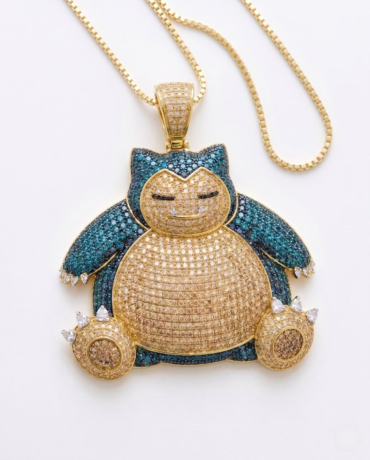 Rare Iced Out Snorlax Pokémon Pendant 925 Sterling Silver | Anime Necklace gamers gift for her/him