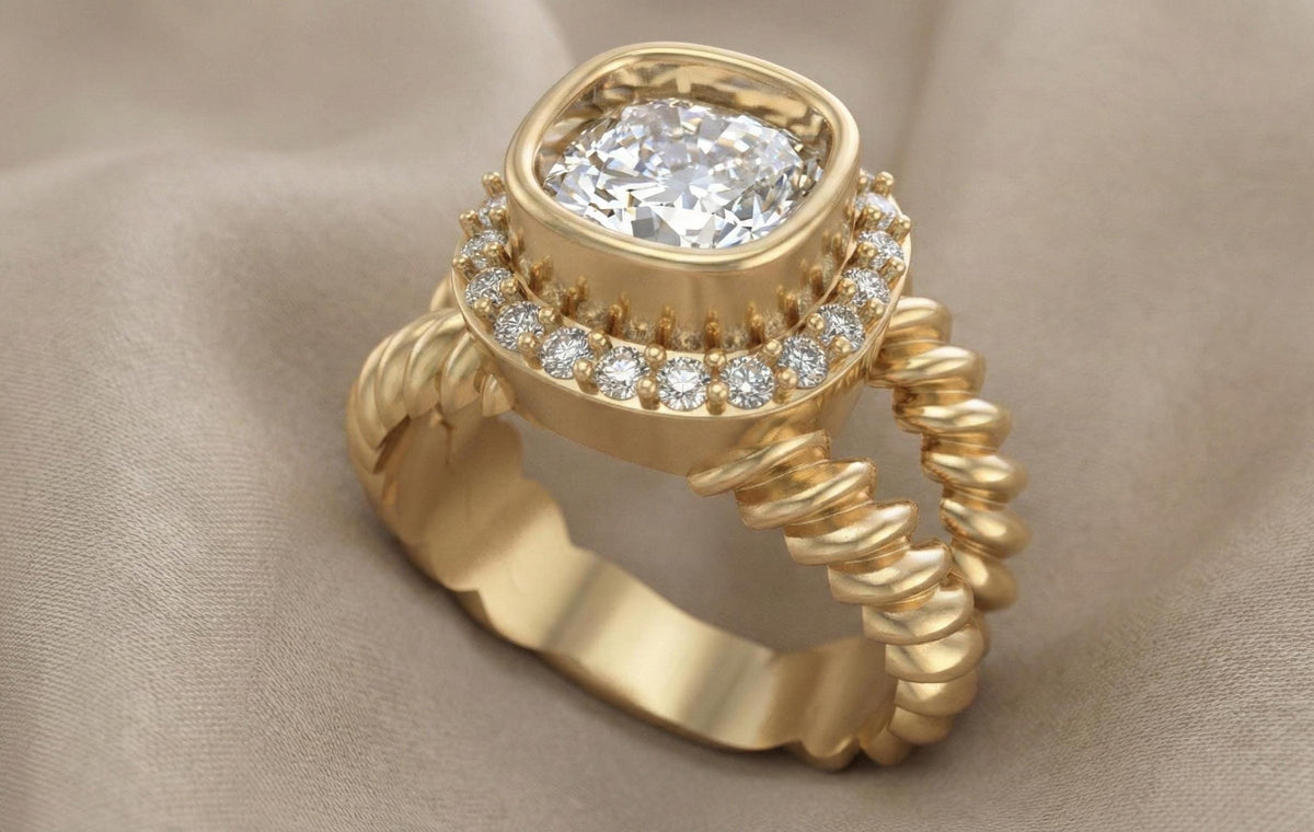 925 Sterling Silver Cushion Cut Halo Engagement Ring, Gold Plated Statement Ring, Vintage Bridal Promise Ring for Women, Luxury Wedding Gift
