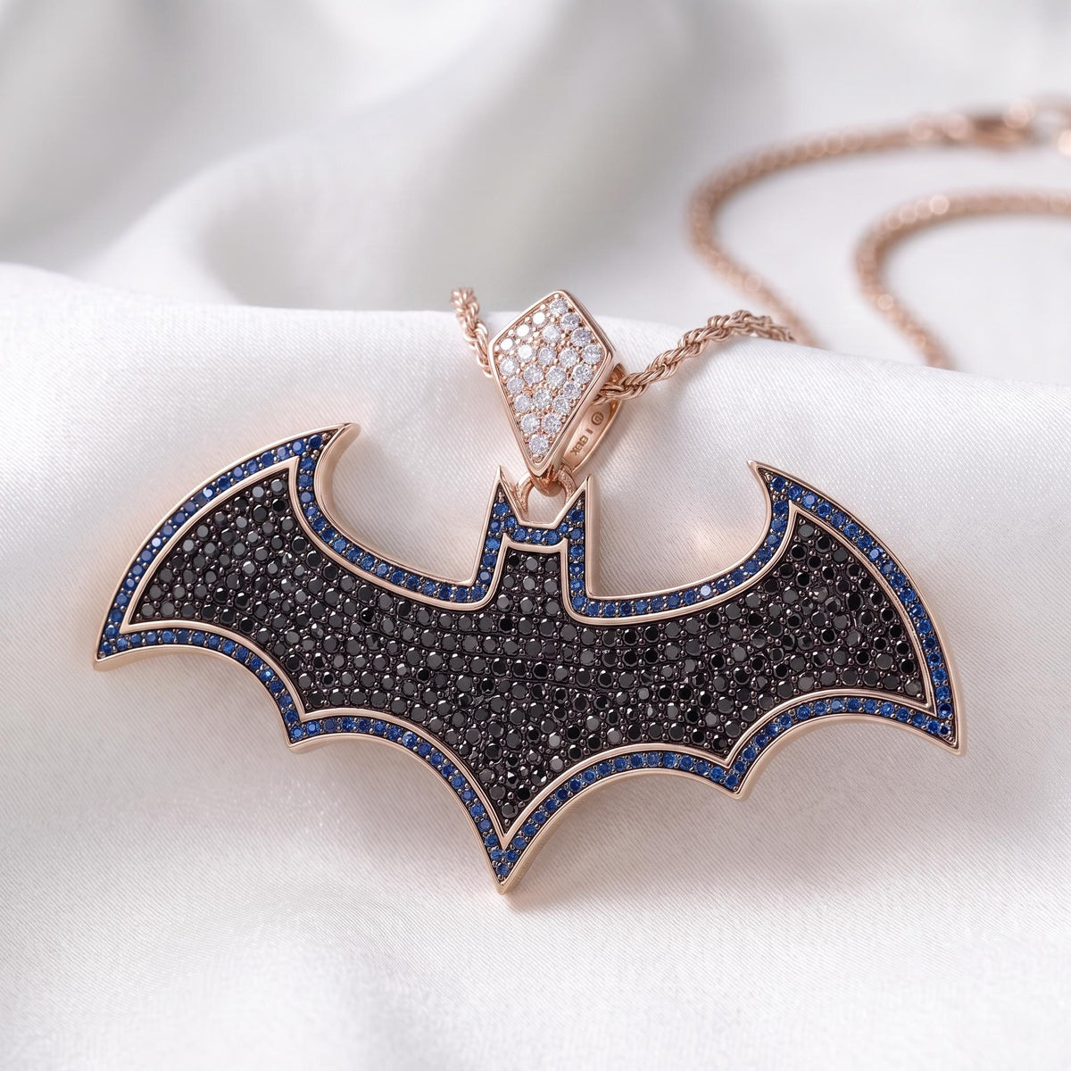 Iced Out Bat Pendant | 925 Sterling Silver Gold Plated Micro-Pave Hip Hop Jewelry