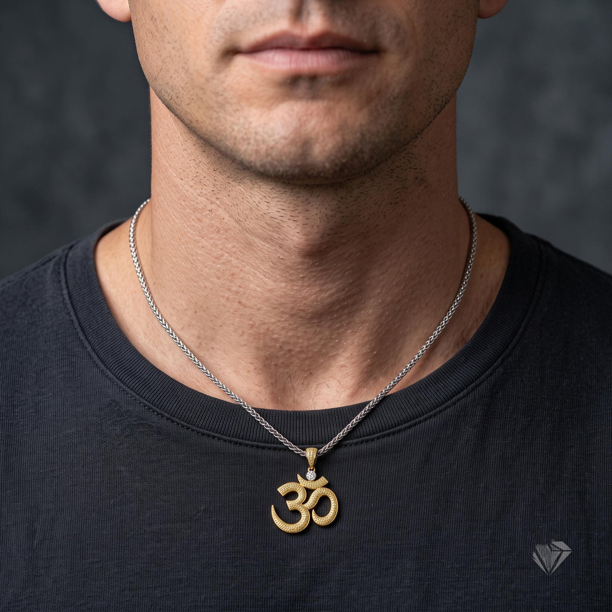 Rare Iced Out Om Pendant | 925 Sterling Silver Yellow  Rose Gold Plated | Spiritual Gift | Yoga Meditation Bling Jewelry Gift for her/him