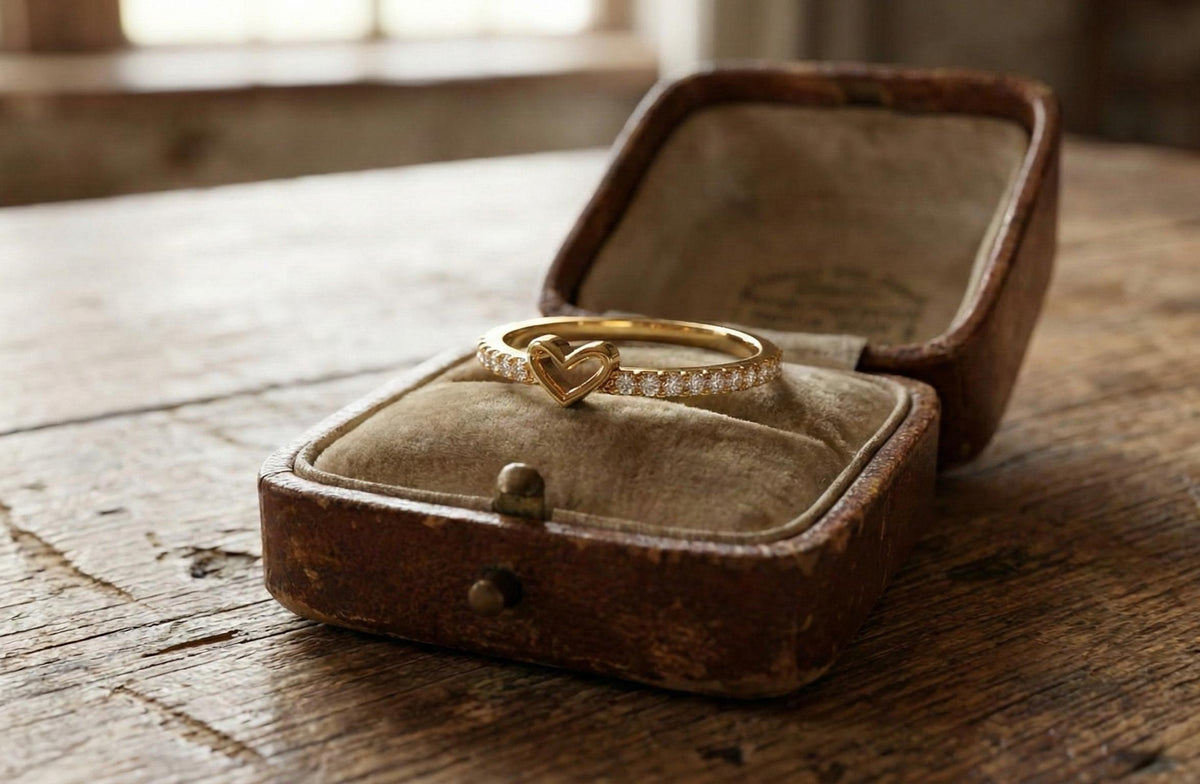 Gold Heart Ring 925 Sterling Silver, Romantic Love Ring, Dainty Diamond Heart Band, Anniversary Gift Jewelry for Her, gift for her or they