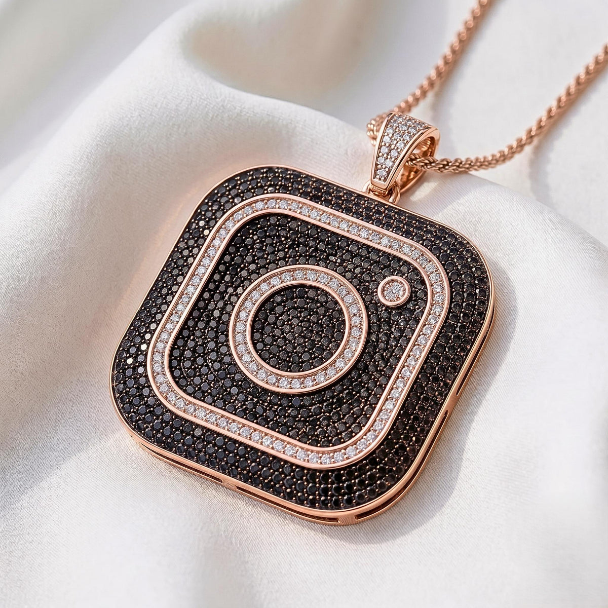 Rare Iced Out Instagram Logo Pendant | 925 Sterling Silver | Gold Plated Hip Hop Jewelry | Micro Pave Charm | Influencer Gift for her/him