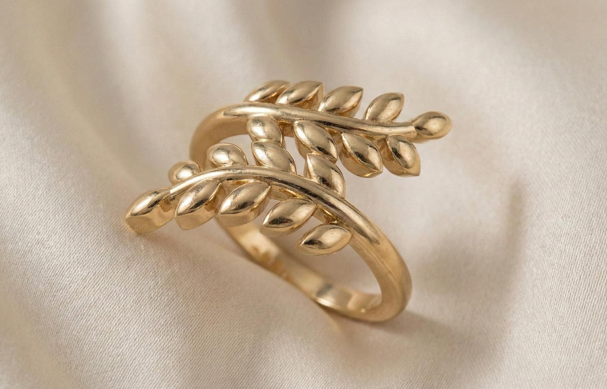 Sterling Silver Leaf Wrap Ring, Adjustable Boho Branch Jewelry