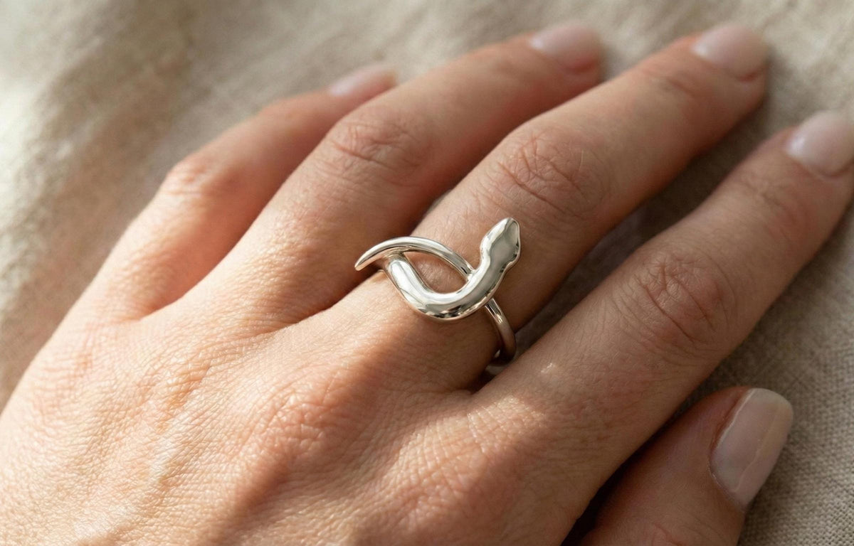 Sterling Silver Snake Ring – Minimalist Serpent Wrap, Adjustable Unisex Jewelry