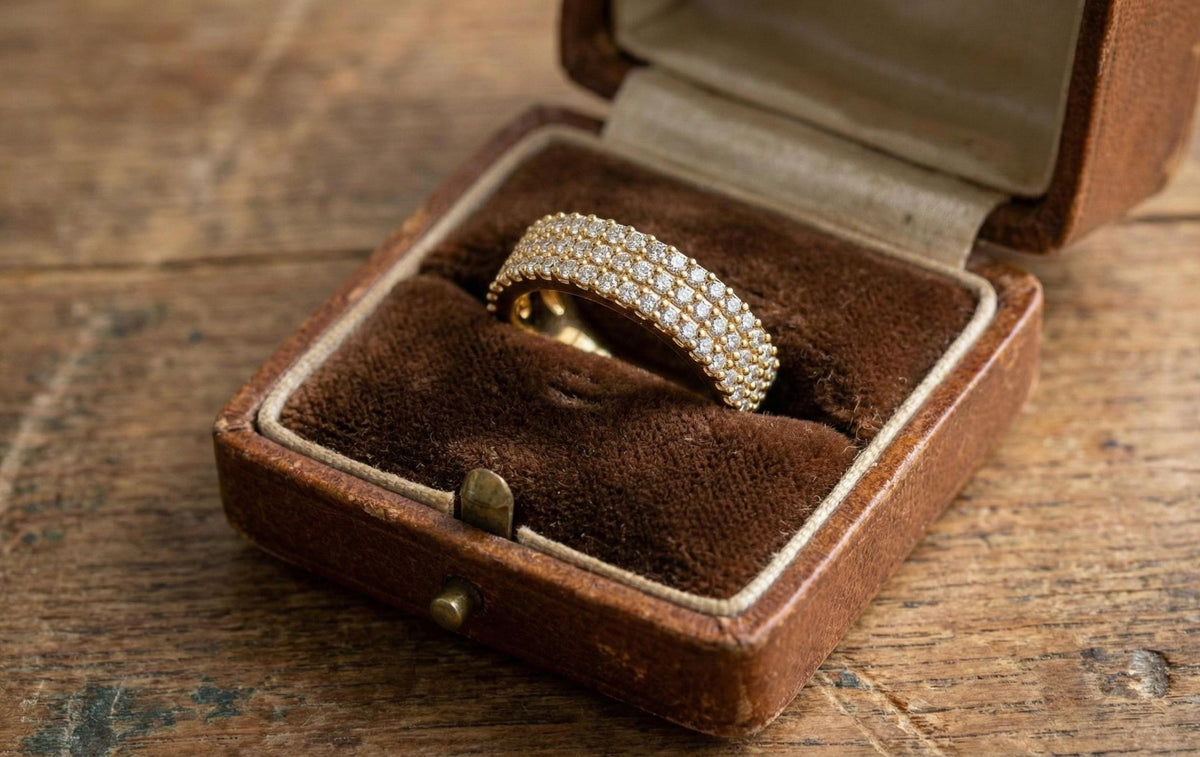 925 Sterling Silver Pave Diamond Band Ring, Gold Plated Wedding Band, Micro Pave CZ Eternity Ring, Anniversary Promise Ring, Gift For Her