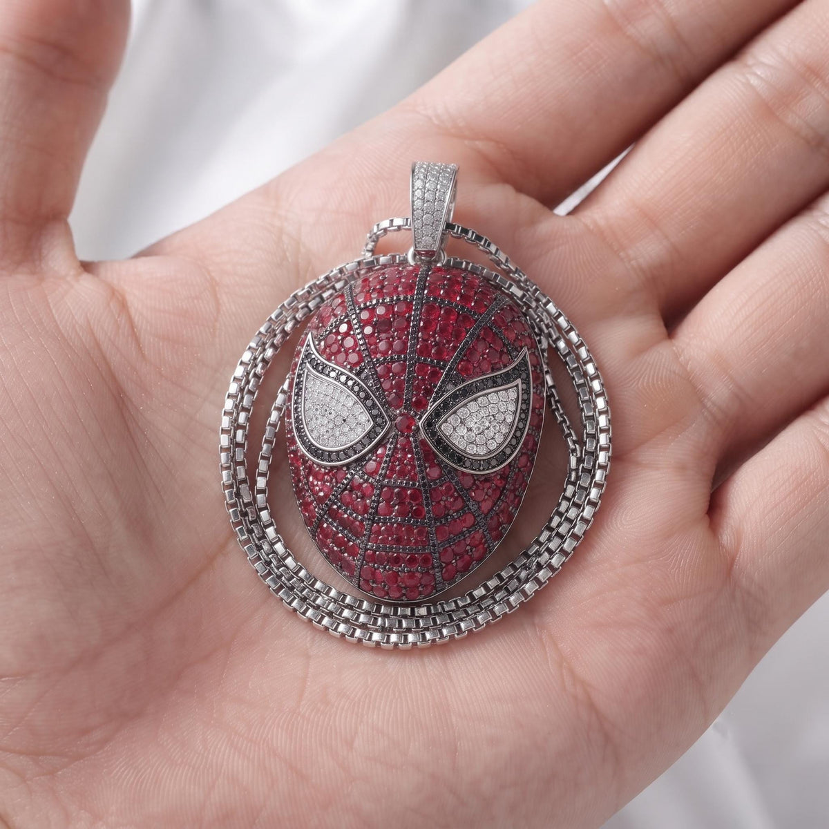 Rare Iced Out Spiderman Mask Pendant, 925 Sterling Silver Superhero Pendant,  Hip Hop Jewelry, Gold Plated Marvel Gift For her/him