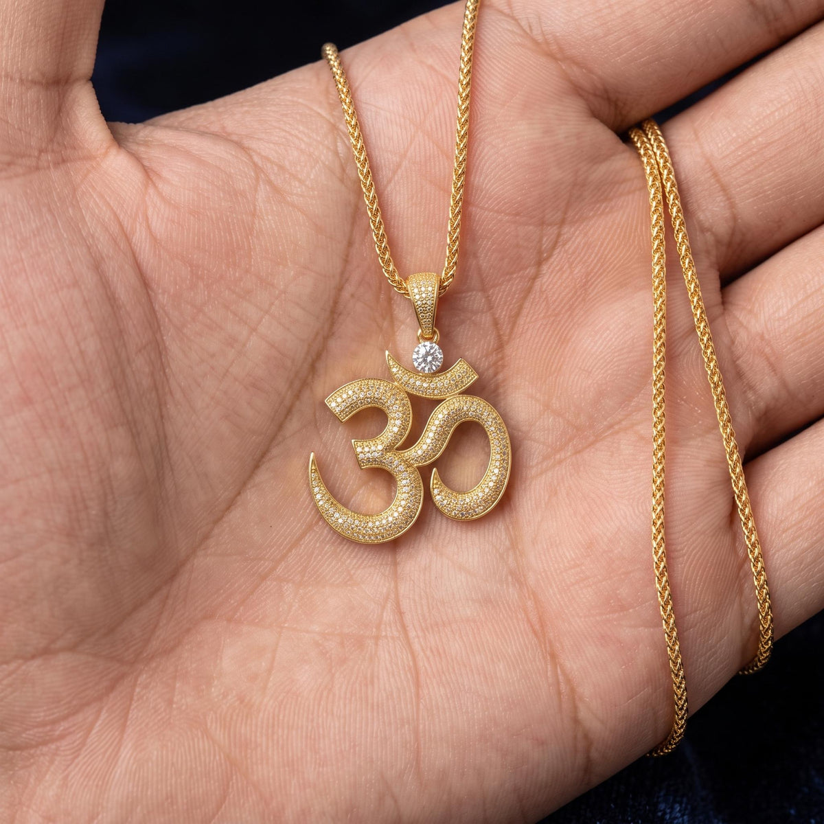 Rare Iced Out Om Pendant | 925 Sterling Silver Yellow  Rose Gold Plated | Spiritual Gift | Yoga Meditation Bling Jewelry Gift for her/him