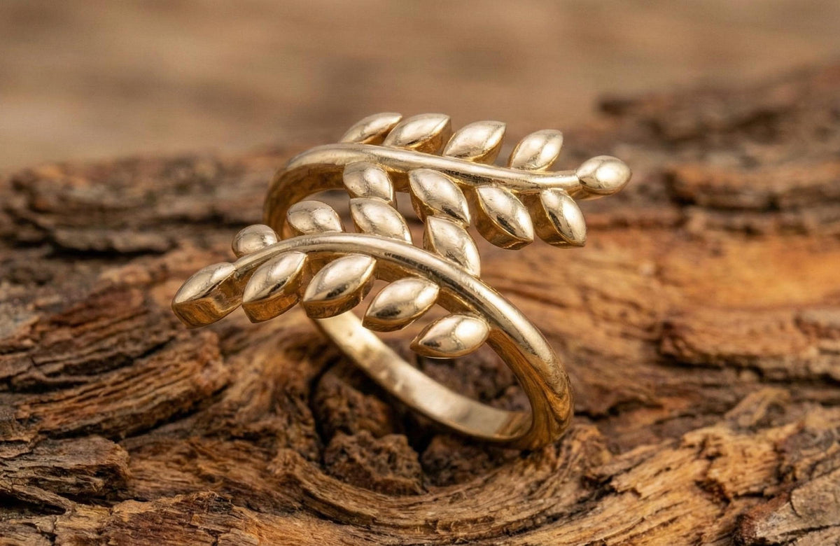 Sterling Silver Leaf Wrap Ring, Adjustable Boho Branch Jewelry